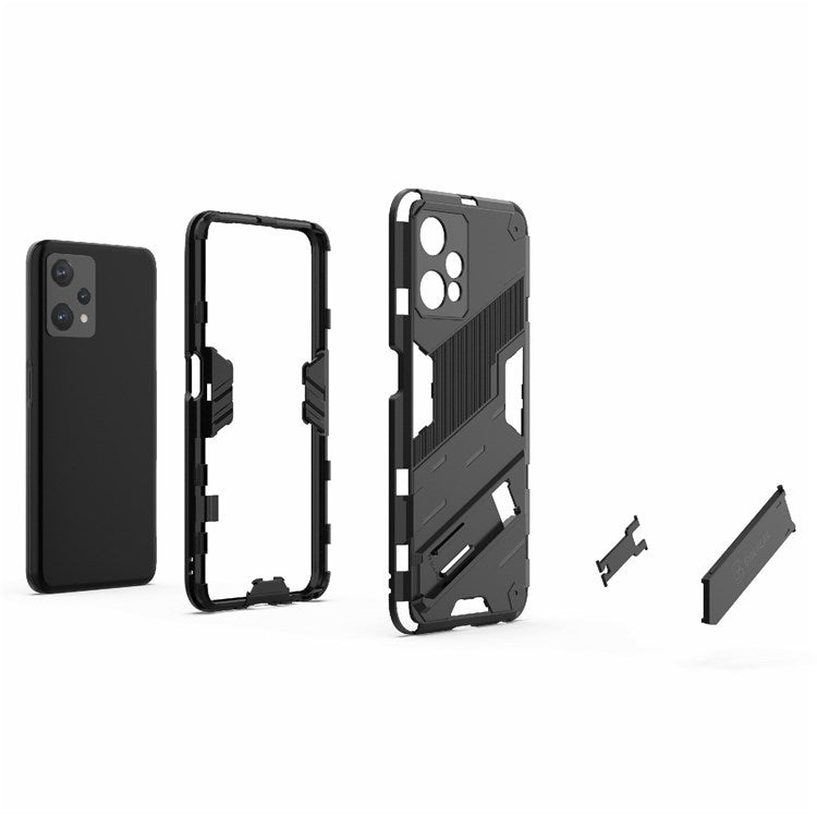 Hard PC + Soft TPU Protective Case for Realme 9 Pro 5G / 9 5G / V25 Anti-fall Scratch-resistant Kickstand Phone Case Cover - Dark Blue