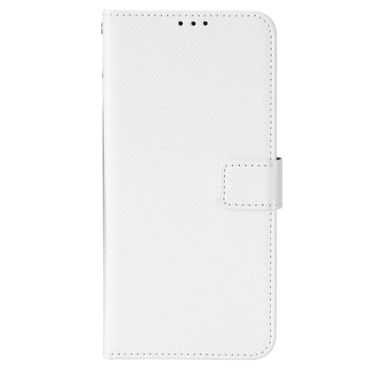 For Realme GT Master/Q3 Pro Carnival/Oppo K9 Diamond Texture Phone Cover Stand PU Leather Wallet Flip Cover - White