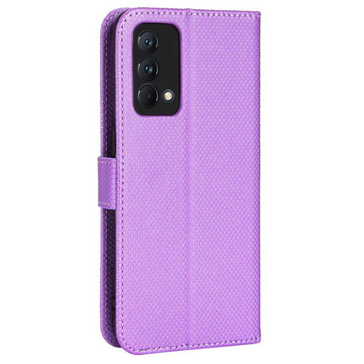 For Realme GT Master/Q3 Pro Carnival/Oppo K9 Diamond Texture Phone Cover Stand PU Leather Wallet Flip Cover - Purple