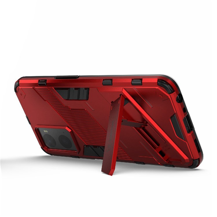 Hard PC + Soft TPU Case for Realme 9i / Oppo A36 / A76 Adjustable Kickstand Well-protected Phone Case Shell - Red