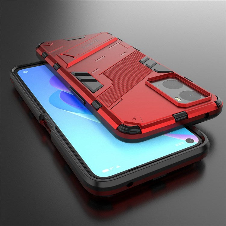 Hard PC + Soft TPU Case for Realme 9i / Oppo A36 / A76 Adjustable Kickstand Well-protected Phone Case Shell - Red