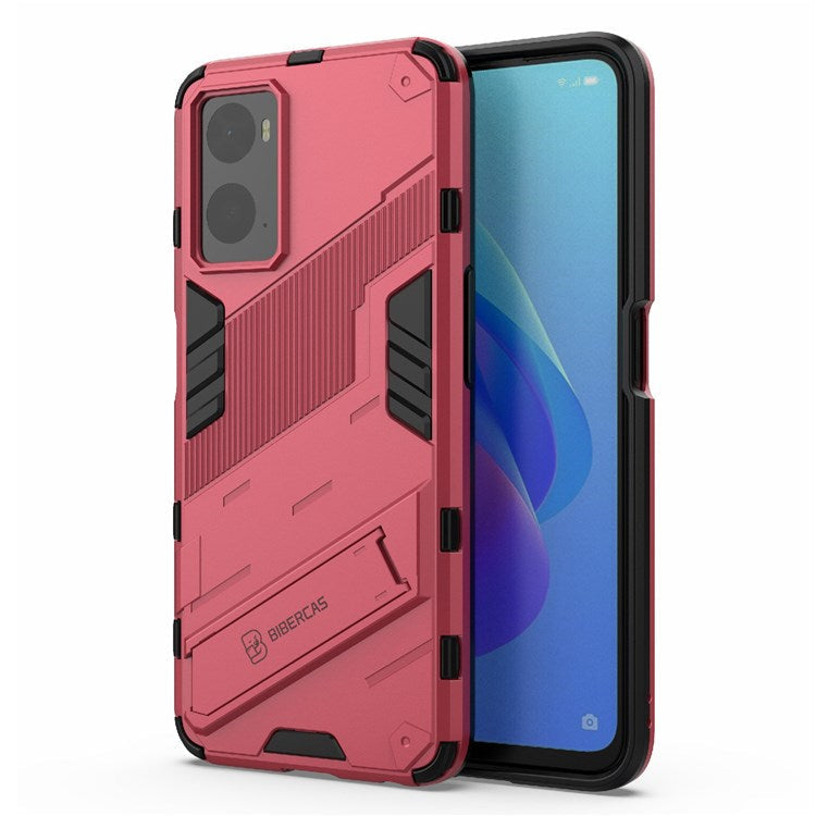Hard PC + Soft TPU Case for Realme 9i / Oppo A36 / A76 Adjustable Kickstand Well-protected Phone Case Shell - Rose