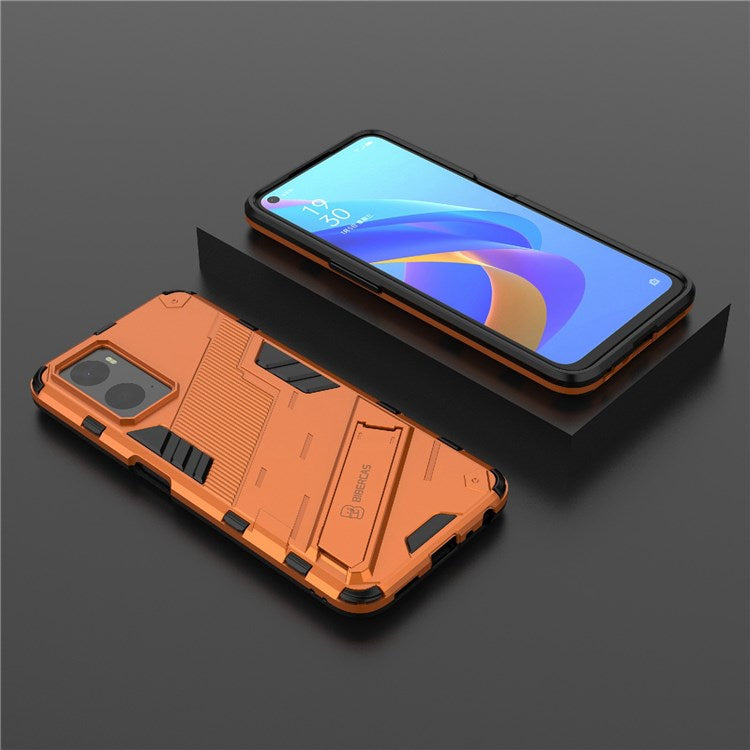 Hard PC + Soft TPU Case for Realme 9i / Oppo A36 / A76 Adjustable Kickstand Well-protected Phone Case Shell - Orange