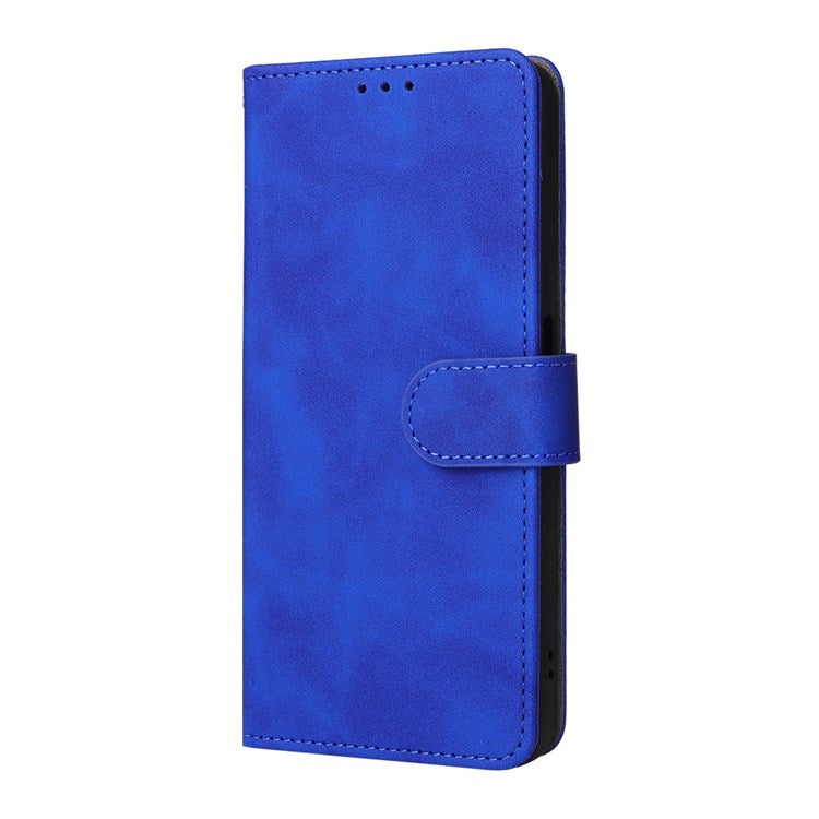 For Realme C35 Skin-touch Feeling Drop-proof PU Leather Case Wallet Stand Phone Cover - Blue