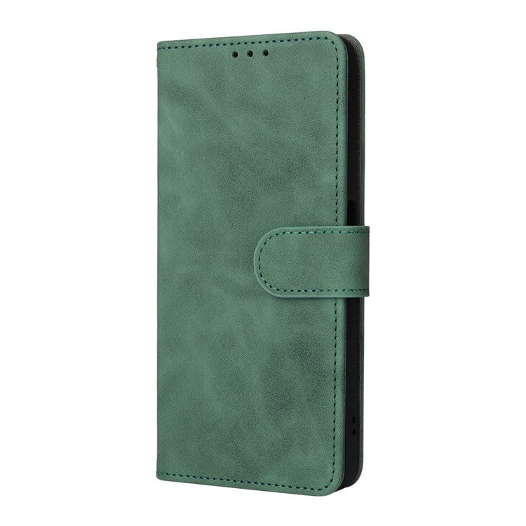 For Realme C35 Skin-touch Feeling Drop-proof PU Leather Case Wallet Stand Phone Cover - Green