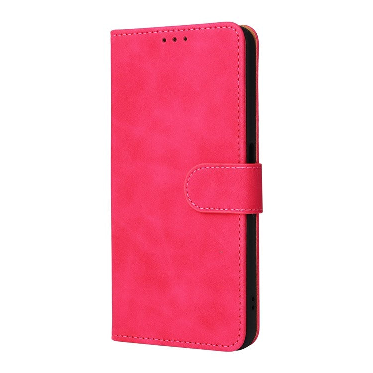 For Realme C35 Skin-touch Feeling Drop-proof PU Leather Case Wallet Stand Phone Cover - Rose