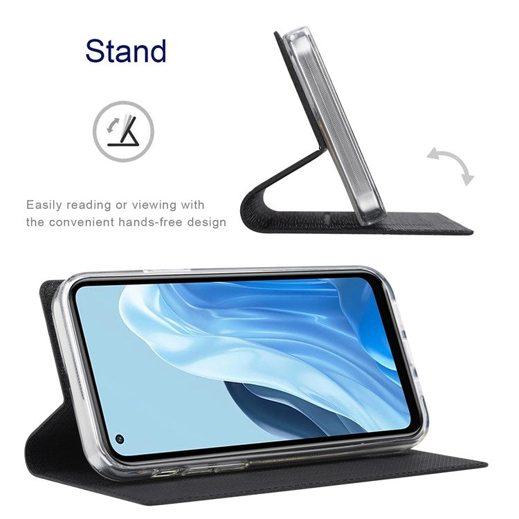 VILI DMX Series for Oppo Reno7 Pro 5G PU Leather Stand Card Holder Case Magnetic Auto-absorbed Protective Cover - Black