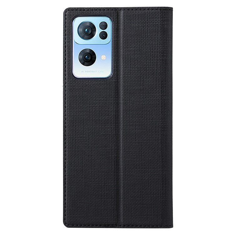 VILI DMX Series for Oppo Reno7 Pro 5G PU Leather Stand Card Holder Case Magnetic Auto-absorbed Protective Cover - Black