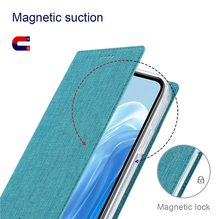VILI DMX Series for Oppo Reno7 Pro 5G PU Leather Stand Card Holder Case Magnetic Auto-absorbed Protective Cover - Blue