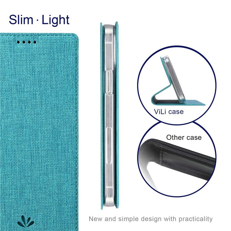 VILI DMX Series for Oppo Reno7 Pro 5G PU Leather Stand Card Holder Case Magnetic Auto-absorbed Protective Cover - Blue