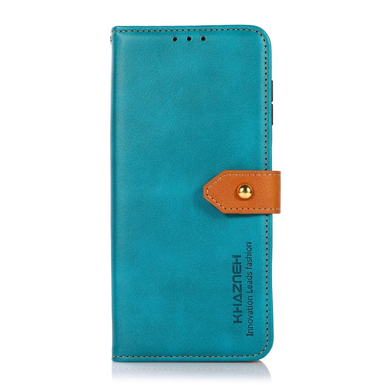 KHAZNEH PU Leather Flip Cover for Oppo Find X5, Horizontal Viewing Stand Magnetic Golden Clasp Folio Cover - Blue