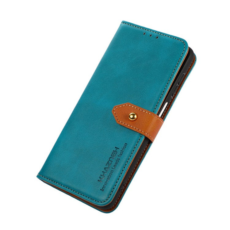 KHAZNEH PU Leather Flip Cover for Oppo Find X5, Horizontal Viewing Stand Magnetic Golden Clasp Folio Cover - Blue