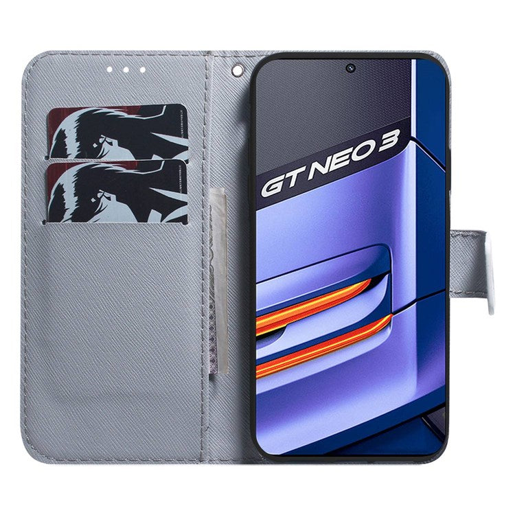 For Realme GT Neo3 Pattern Printing Side Cash Pocket Wallet Case Stand Feature Protective PU Leather Flip Cover - Tiger Head