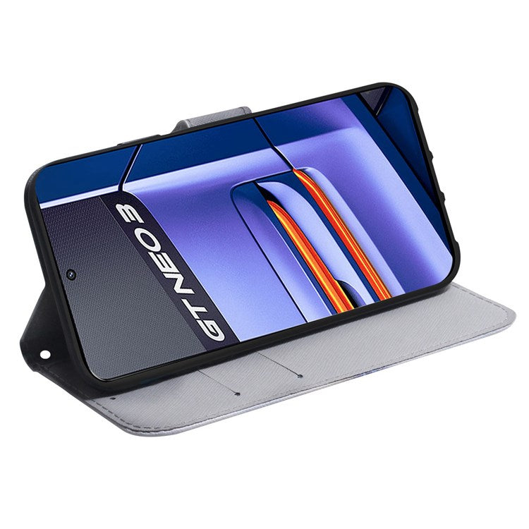 For Realme GT Neo3 Pattern Printing Side Cash Pocket Wallet Case Stand Feature Protective PU Leather Flip Cover - Tiger Head