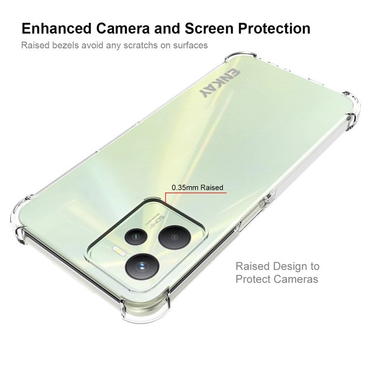 ENKAY HAT PRINCE Anti-slip Edge Case for Realme C35, Clear TPU Four Corners Cushion Shockproof Protection Back Cover