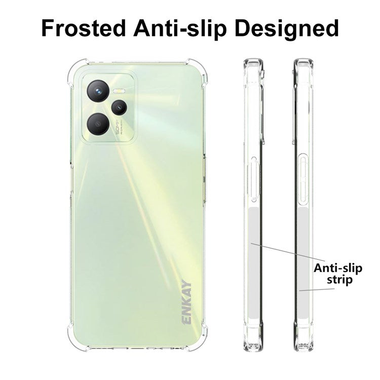 ENKAY HAT PRINCE Anti-slip Edge Case for Realme C35, Clear TPU Four Corners Cushion Shockproof Protection Back Cover