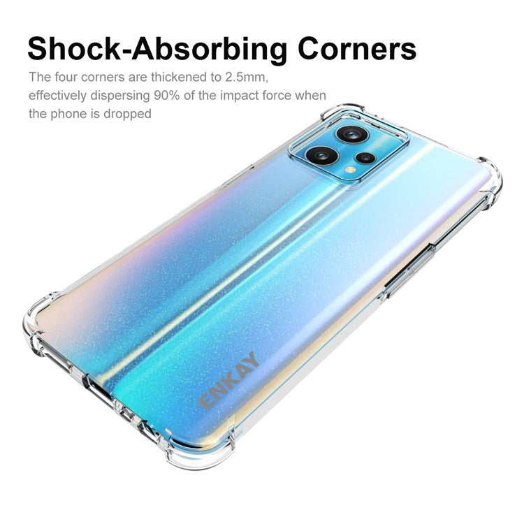 ENKAY HAT PRINCE for Realme 9 Pro+ Anti-slip Design Crystal Clear TPU Phone Case Four Corners Thickened Strong Protection Cover