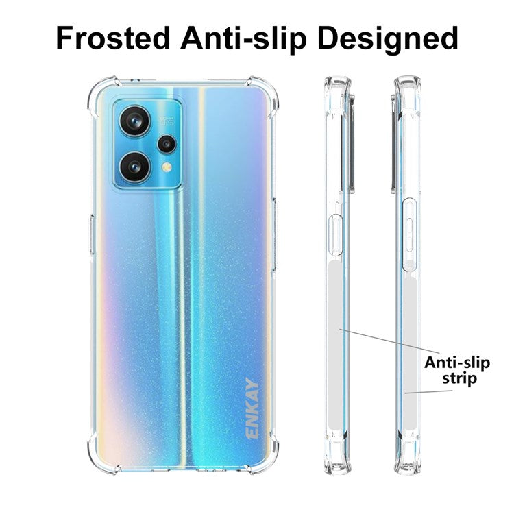 ENKAY HAT PRINCE for Realme 9 Pro+ Anti-slip Design Crystal Clear TPU Phone Case Four Corners Thickened Strong Protection Cover