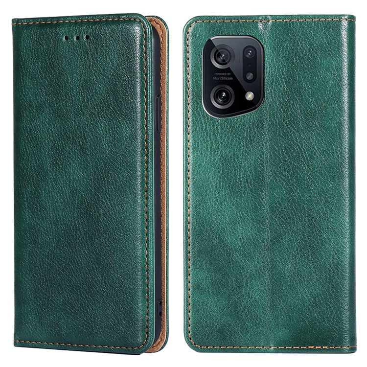 Shockproof Wallet Case for Oppo Find X5 Anti-drop PU Leather Folio Flip Cover Magnetic Closure Phone Protector with Stand - Green