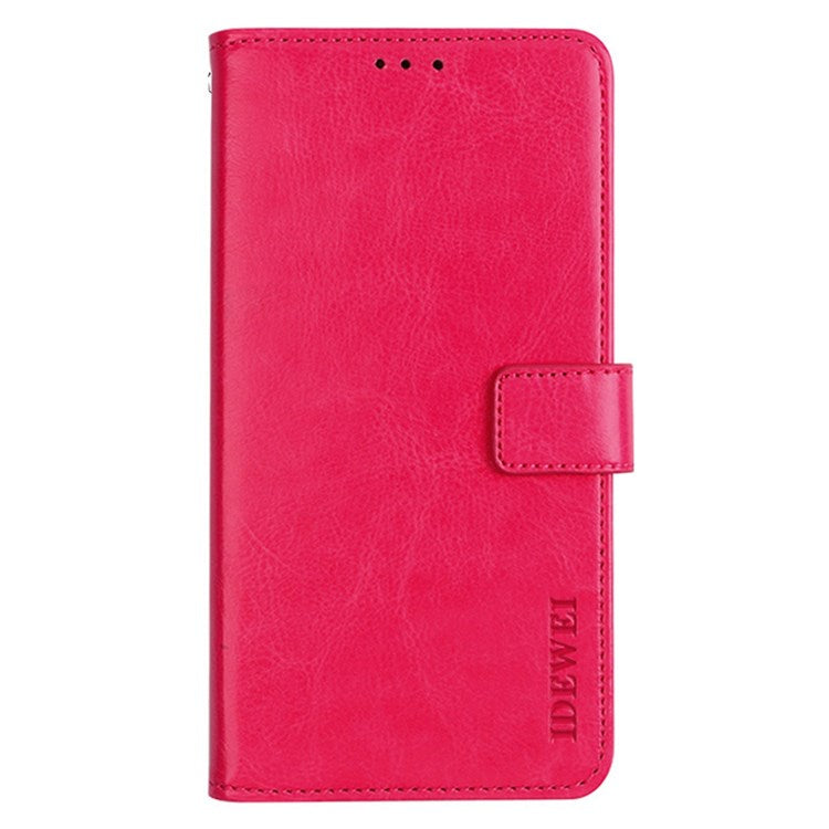 IDEWEI For Realme C35 Crazy Horse Textured Phone Case Bag PU Leather Stand Wallet Phone Cover - Rose