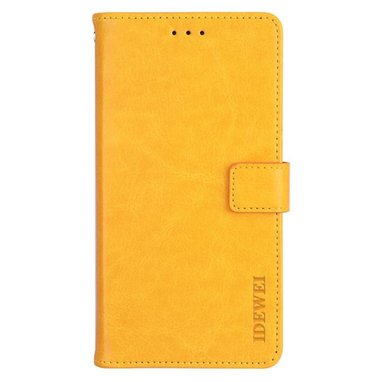 IDEWEI For Realme C35 Crazy Horse Textured Phone Case Bag PU Leather Stand Wallet Phone Cover - Yellow