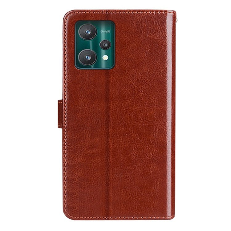 IDEWEI for Realme 9 Pro 5G / 9 5G / V25 PU Leather + TPU Bump Proof Folio Flip Crazy Horse Texture Stand Phone Shell with Wallet - Red