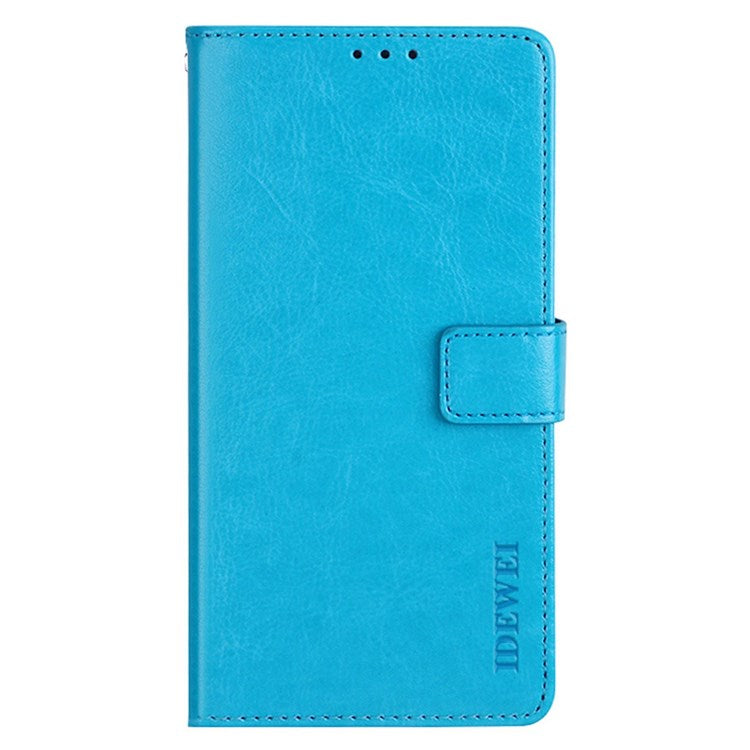 IDEWEI for Realme 9 Pro+ PU Leather + TPU Anti-scratch Protection Folio Flip Crazy Horse Texture Stand Phone Shell with Wallet - Sky Blue