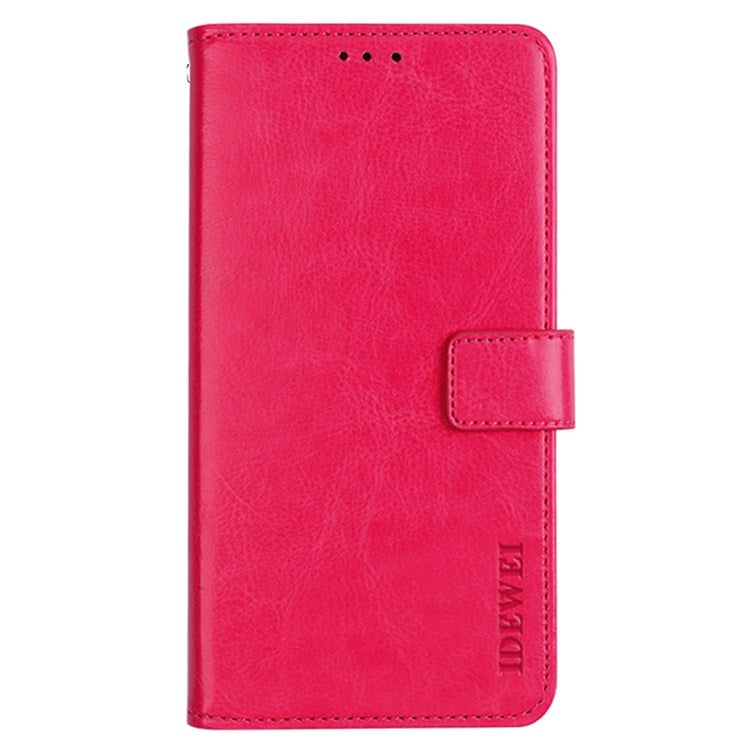 IDEWEI for Realme 9i/Oppo A36/A76 Crazy Horse Textured Leather Folio Cover Magnetic Closure Full Protection Stand Book Design Phone Wallet Flip Case - Rose