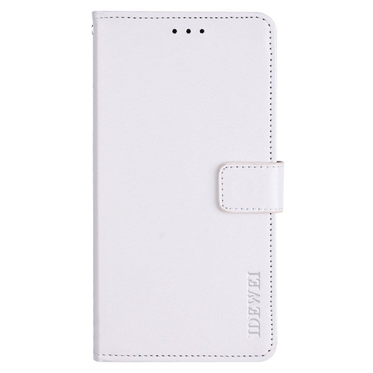 IDEWEI for Realme 9i/Oppo A36/A76 Crazy Horse Textured Leather Folio Cover Magnetic Closure Full Protection Stand Book Design Phone Wallet Flip Case - White