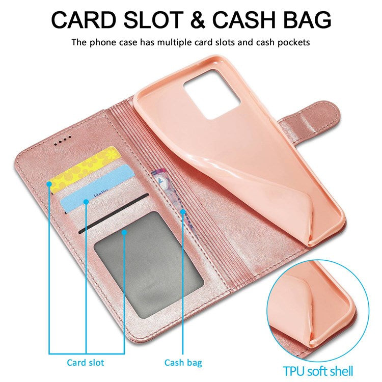 LC.IMEEKE for Realme 9 Pro 5G / 9 5G / V25 Anti-scratch Drop-proof Dual-sided Magnetic Clasp Textured PU Leather Cover Stand Wallet Style Phone Case - Pink