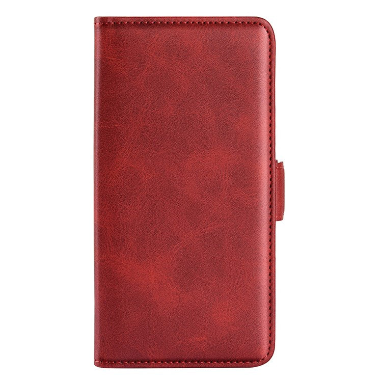 For Realme C31 4G Textured PU Leather Case Dual Magnetic Clasp Wallet Stand Shockproof Phone Case - Red