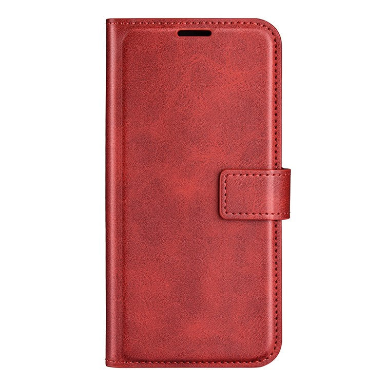 Textured PU Leather Stand Phone Case for Realme C31 4G, Square Magnetic Clasp Wallet Shell - Red