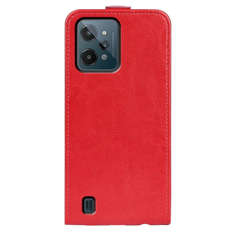 Vertical Flip Leather Cover for Realme C31 4G, Crazy Horse Texture Card Holder Protective Case - Red