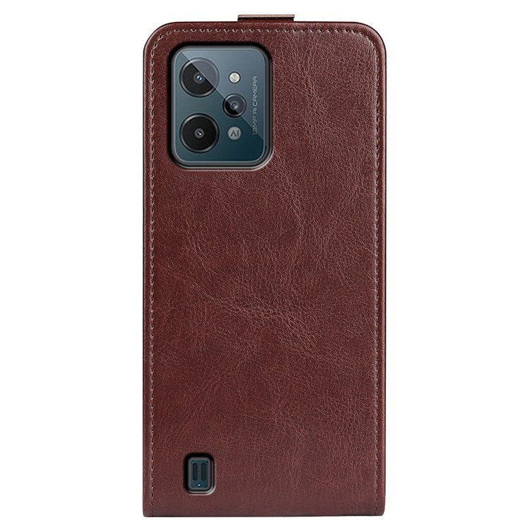 Vertical Flip Leather Cover for Realme C31 4G, Crazy Horse Texture Card Holder Protective Case - Brown