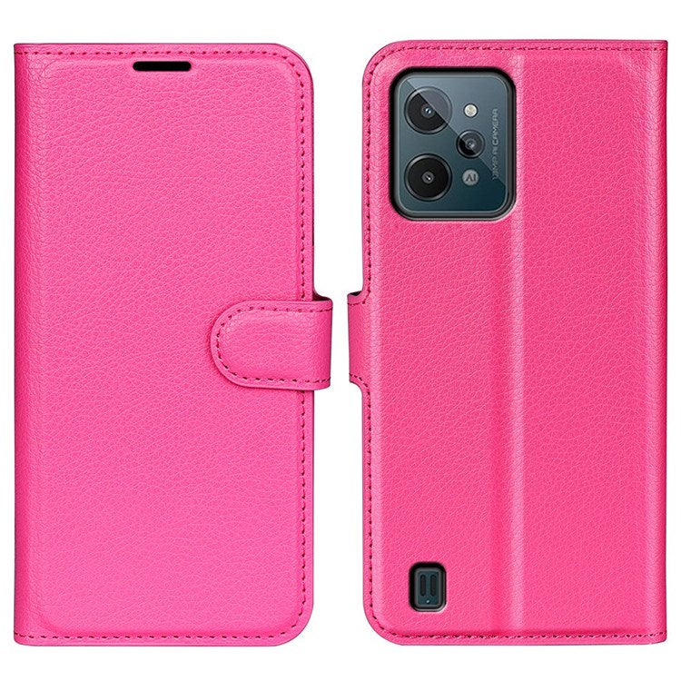For Realme C31 4G Litchi Texture Stand Wallet Phone Cover PU Leather Case - Rose