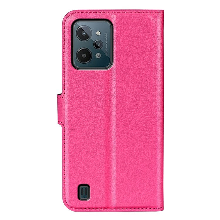 For Realme C31 4G Litchi Texture Stand Wallet Phone Cover PU Leather Case - Rose