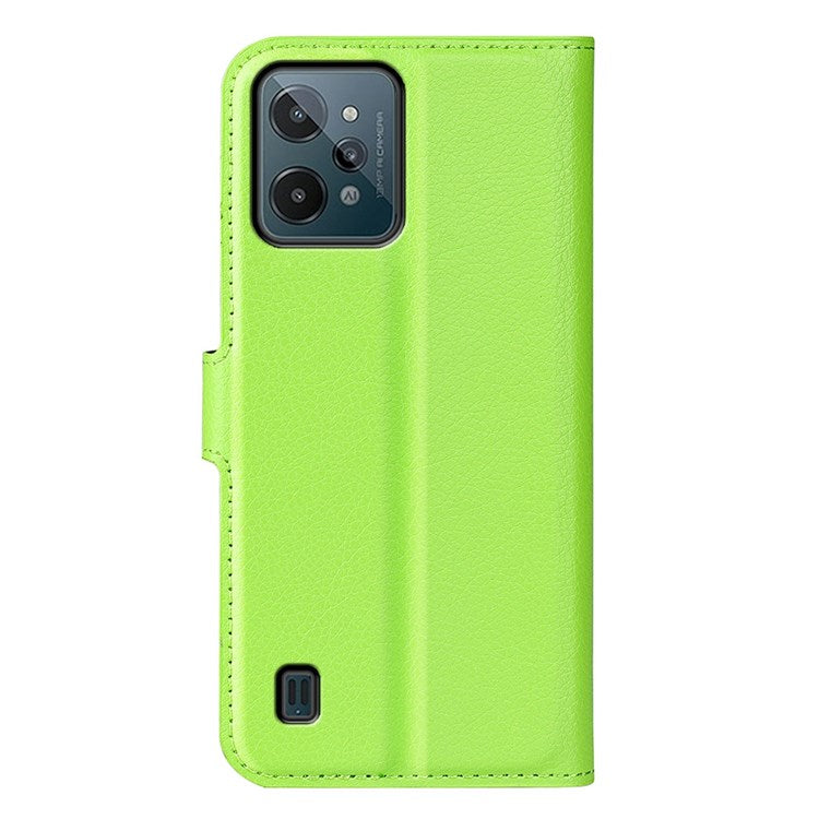 For Realme C31 4G Litchi Texture Stand Wallet Phone Cover PU Leather Case - Green