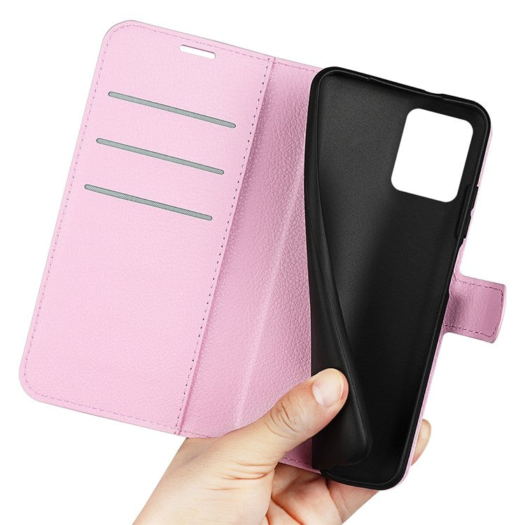 For Realme C31 4G Litchi Texture Stand Wallet Phone Cover PU Leather Case - Pink
