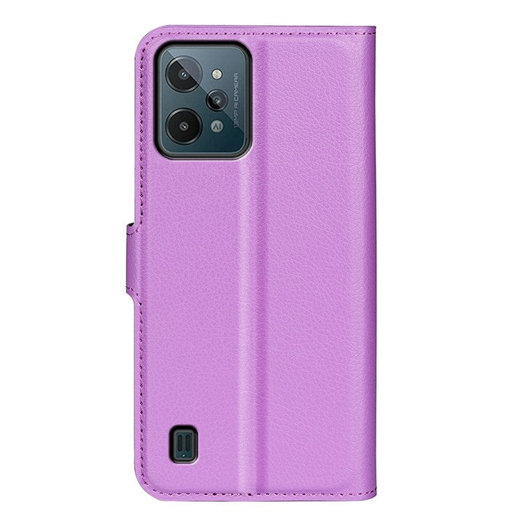 For Realme C31 4G Litchi Texture Stand Wallet Phone Cover PU Leather Case - Purple