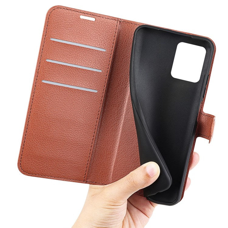 For Realme C31 4G Litchi Texture Stand Wallet Phone Cover PU Leather Case - Brown