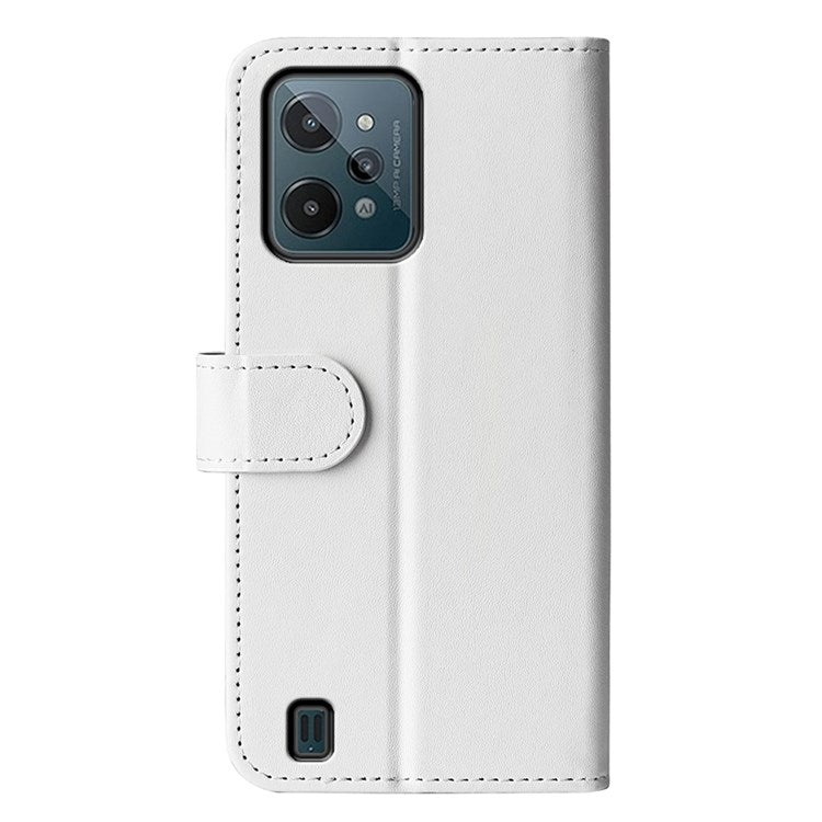 For Realme C31 4G Crazy Horse Texture Protective Cover PU Leather + TPU Wallet Stand Case - White