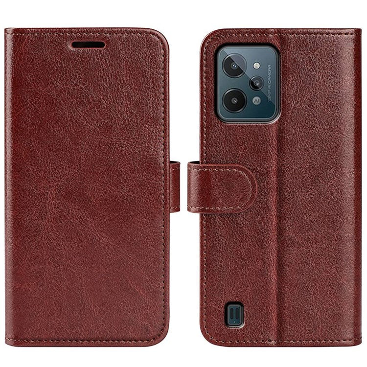 For Realme C31 4G Crazy Horse Texture Protective Cover PU Leather + TPU Wallet Stand Case - Brown