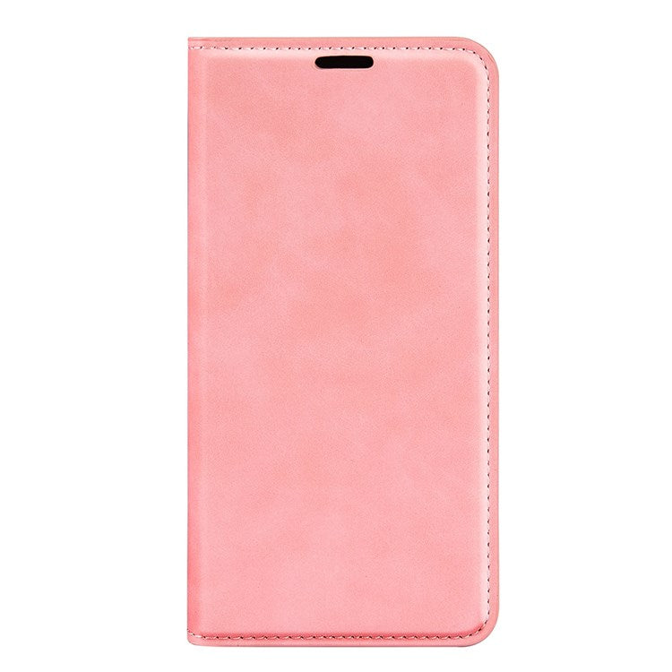 PU Leather Skin-touch Feeling Phone Case for Realme GT Neo3, Magnetic Auto-absorbed Wallet Stand Shell - Pink
