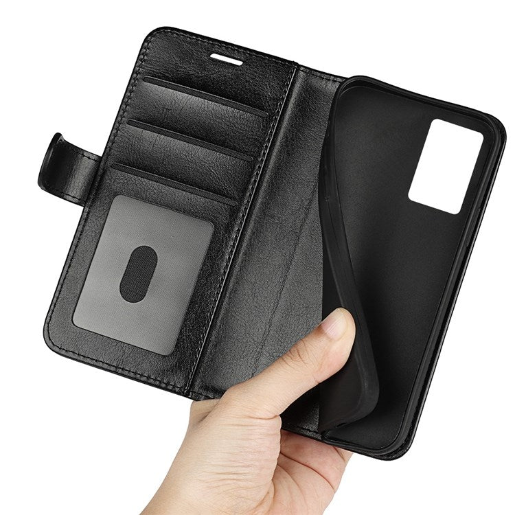 For Realme GT Neo3 Shockproof Crazy Horse Texture Case PU Leather Wallet Stand Protective Phone Cover - Black