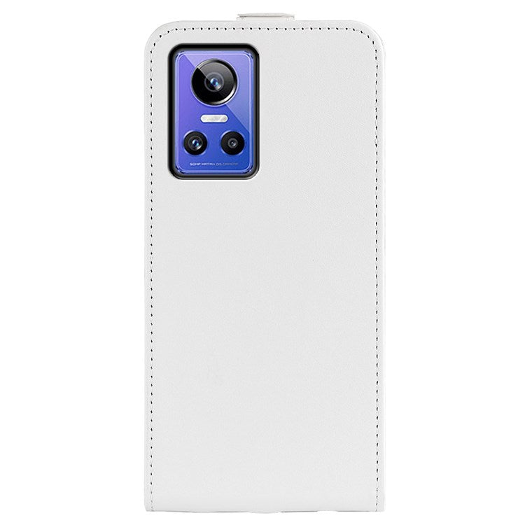 For Realme GT Neo3 Crazy Horse Texture PU Leather Cover Vertical Flip Card Holder Phone Case - White