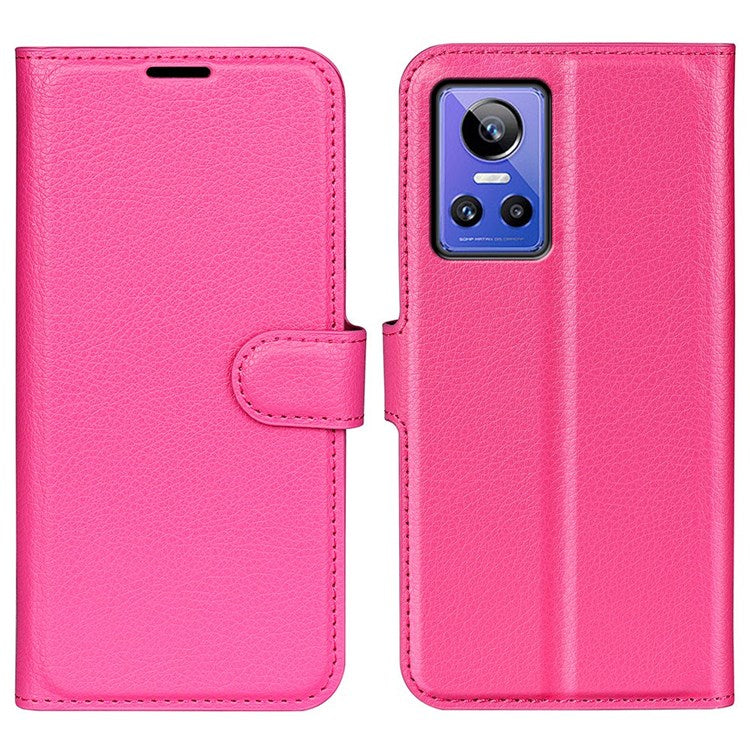 For Realme GT Neo3 Litchi Texture Shockproof Phone Case TPU + PU Leather Stand Wallet Cover - Rose