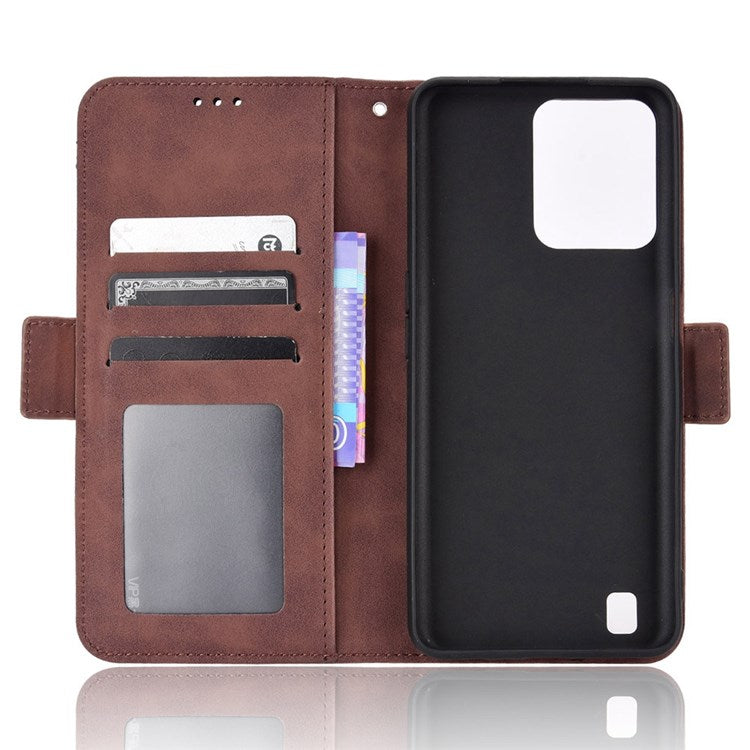 For Realme C31 Multiple Card Slots PU Leather Stand Case Shockproof Folio Flip Wallet Protective Cover - Brown