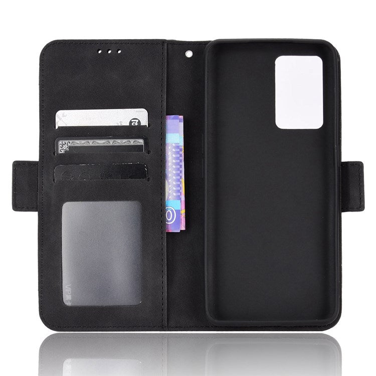 For Realme GT Neo3 Multiple Card Slots PU Leather Anti-scratch Wallet Case Mobile Phone Stand Cover - Black