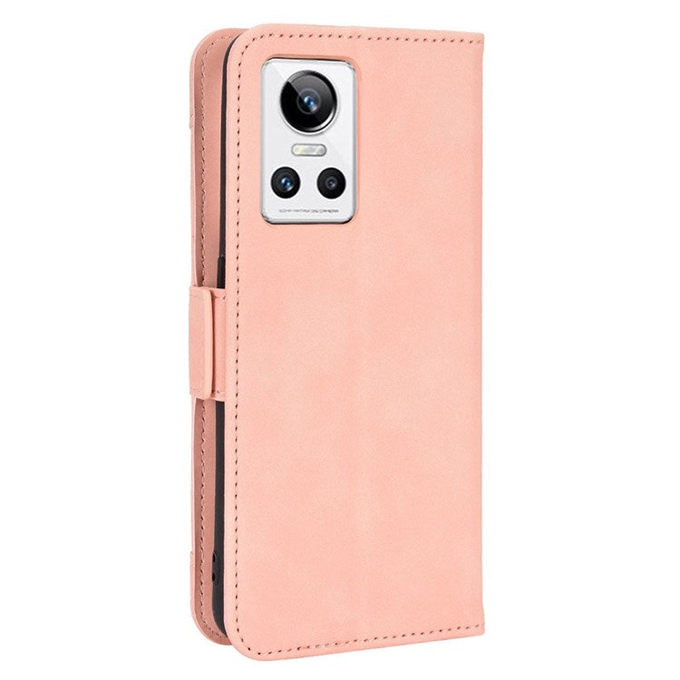 For Realme GT Neo3 Multiple Card Slots PU Leather Anti-scratch Wallet Case Mobile Phone Stand Cover - Pink