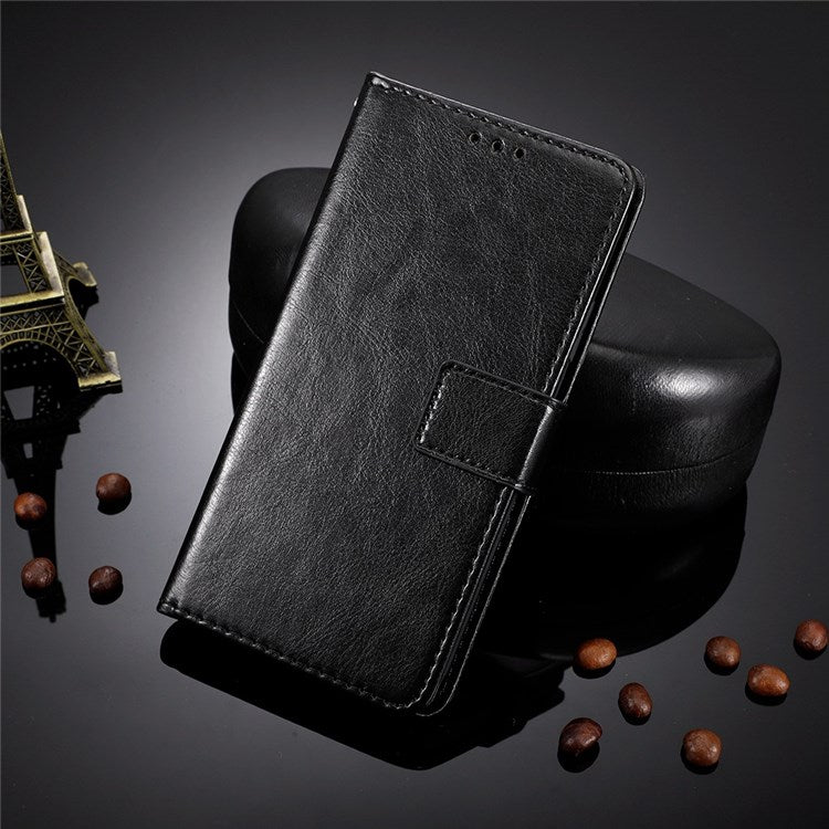 Crazy Horse Texture Phone Case for Realme GT Neo3, PU Leather + TPU Stand Wallet Cellphone Cover - Black
